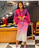 New Autumn/Winter Print Pleated Skirt/Holiday Party Temperament Loose Bat S Sleeve Dress Factory Spot Hot Sales Aiertu