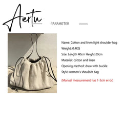 NEW Canvas Large Capacity Bag Retro Art Single Shoulder Bag Women Vintage Simple Portable Large Cotton Linen Handbag Aiertu