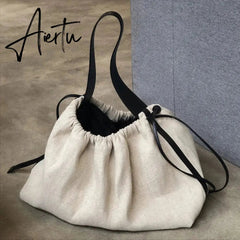 NEW Canvas Large Capacity Bag Retro Art Single Shoulder Bag Women Vintage Simple Portable Large Cotton Linen Handbag Aiertu