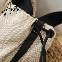 NEW Canvas Large Capacity Bag Retro Art Single Shoulder Bag Women Vintage Simple Portable Large Cotton Linen Handbag Aiertu