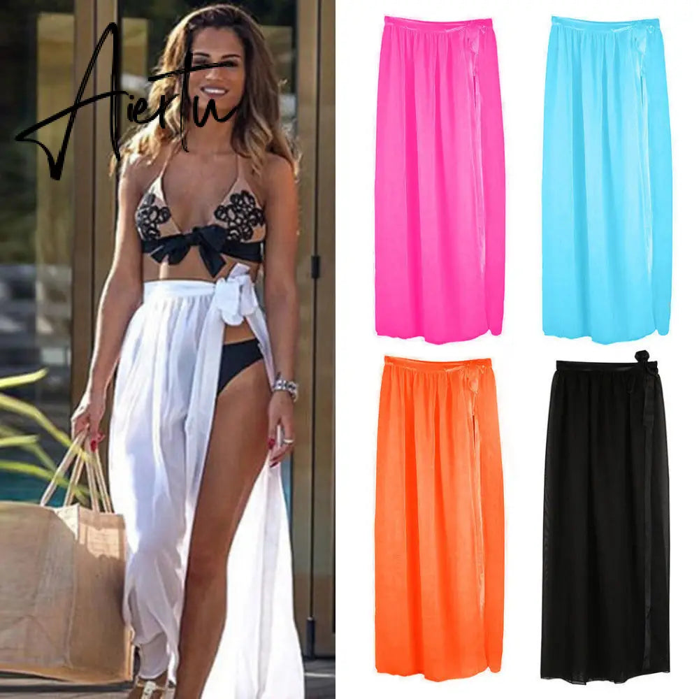 New Fashion Summer Women Swim Beach Wear Bikini Cover Ups Hot Sale Cloak Sheer Mini Wrap Shirt Sarong Pareo Smock Aiertu