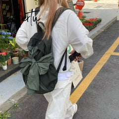 New Fashion Women Backpack Y2k Niche Ins Bowknot Backpack for Women Harajuku Girls Knotted Design Girls School Backpack Aiertu