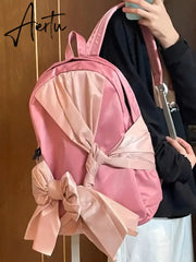 New Fashion Women Backpack Y2k Niche Ins Bowknot Backpack for Women Harajuku Girls Knotted Design Girls School Backpack Aiertu