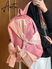 New Fashion Women Backpack Y2k Niche Ins Bowknot Backpack for Women Harajuku Girls Knotted Design Girls School Backpack Aiertu