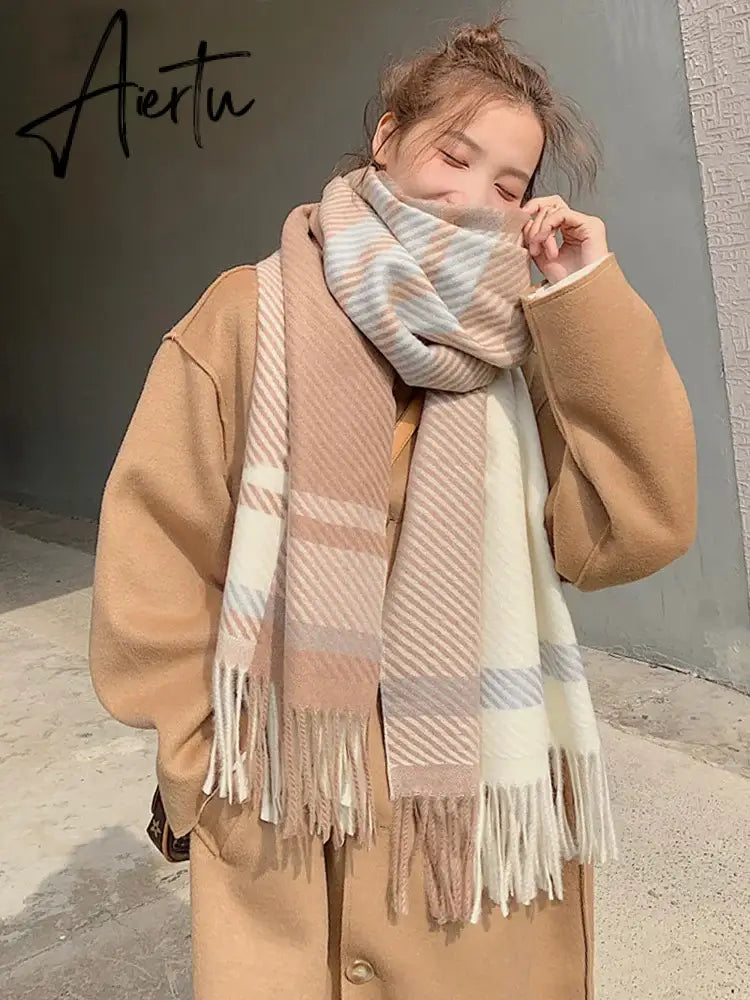 New Free Shipping Scarf Headscarf Winter Women Ladies Men Preppy Striped Warm Scarves Soft Pashmina Mujer Female Male Wrap Shawl Aiertu