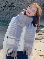 New Free Shipping Scarf Headscarf Winter Women Ladies Men Preppy Striped Warm Scarves Soft Pashmina Mujer Female Male Wrap Shawl Aiertu