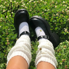 New Japanese Lolita Sweet Girl Leg Warmer Knit Socks Wool Ball Knitted Foot Cover Cosplay Women Autumn Winter Heap Heap Socks Aiertu