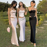 New Long Skirt Autumn Long Skirt Fashionable Sexy Versatile Hip-covering Long Satin Skirt Sexy Party Club Outfit Aiertu