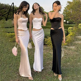 New Long Skirt Autumn Long Skirt Fashionable Sexy Versatile Hip-covering Long Satin Skirt Sexy Party Club Outfit Aiertu