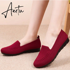 New Mesh Breathable Sneakers Women Breathable Light Slip on Flat Casual Shoes Ladies Loafers Socks Shoes Women Zapatillas Mujer Aiertu