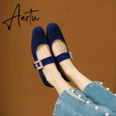 Aiertu New Popular Plaid Comfortable Mary Janes Shoes Fashion Square Toe Buckle Strap Ladies Shoes Spring/Autumn Pumps Women Shoes Aiertu