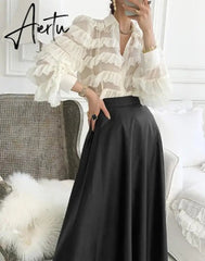 New Spring Korean Ruffles Blouse Women Turn Down Collar Long Sleeve Tops Loose Heavy Work Cupcake Ol Shirt Feminino Blusas Aiertu