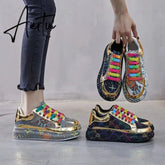 New Spring Women Sneakers Fashion rhinestones Thick Sole Sports Shoes for Youth School Shoes Crystal Silver Platform Sneakers Aiertu