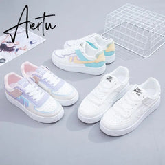 New Spring Women Sneakers White Tennis Women Shoes Canvas Slip on Female Row Shoes Platform Flats Casual Ladies Vulcanize Shoes Aiertu