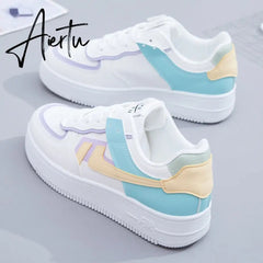 New Spring Women Sneakers White Tennis Women Shoes Canvas Slip on Female Row Shoes Platform Flats Casual Ladies Vulcanize Shoes Aiertu