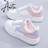 New Spring Women Sneakers White Tennis Women Shoes Canvas Slip on Female Row Shoes Platform Flats Casual Ladies Vulcanize Shoes Aiertu