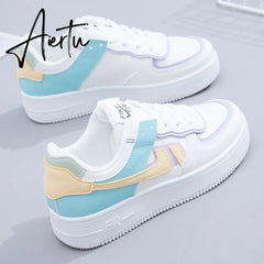 New Spring Women Sneakers White Tennis Women Shoes Canvas Slip on Female Row Shoes Platform Flats Casual Ladies Vulcanize Shoes Aiertu
