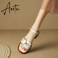 New Summer Sandals Women Shoes Casual Women Sandals Flat with Handmade Chunky Heel Sandals Shoes for Women Aiertu