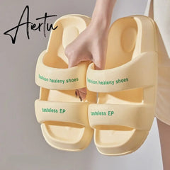 New Summer Versatile Thick Sole Women's Sandals and Slippers EVA Casual Home Indoor Comfortable Soft Sole Couple Slippers Aiertu