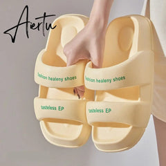 New Summer Versatile Thick Sole Women's Sandals and Slippers EVA Casual Home Indoor Comfortable Soft Sole Couple Slippers Aiertu
