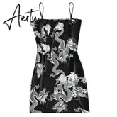 New Summer Women Dragon Pattern Sleeveless Split Hip Slender Slim Fit Sexy Print Dress сарафаны женские летние motel rocks Aiertu