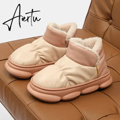 New Waterproof Snow Boots for Women Super Warm Plush Platform Ankle Boots Woman Winter Pu Leather Cotton Padded Shoes Mujer Aiertu