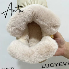 New Waterproof Snow Boots for Women Super Warm Plush Platform Ankle Boots Woman Winter Pu Leather Cotton Padded Shoes Mujer Aiertu