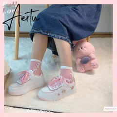 New Women Cute Cartoon Little Bear Strawberry Flat Kawaii Shoes Japanese Female Platform Casual Tennis Vulcanized Sneakers Aiertu