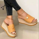 New Womens Slipper Fish Mouth Thick Bottom Casual Wedges Sandals Stylish Comfortable Flat Mules Plus Size Zapatilla Mujer Aiertu