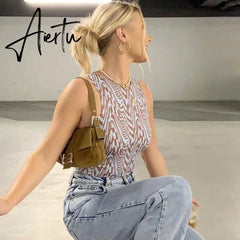 Off Shoulder Tie Dye Print Tank Tops Summer Sleeveless Y2K 90s Aesthetic Sexy Crop Vest Top Green O-Neck Short Tanks Streetwear Aiertu