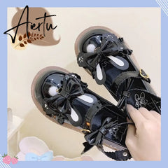 Original Kawaii Rabbit Ears Round Head Flat Cute Student Jk Women Shoes Gothic Lolita Japanese Anime Cosplay Zapatos Mujer Aiertu