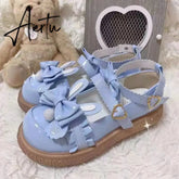 Original Kawaii Rabbit Ears Round Head Flat Cute Student Jk Women Shoes Gothic Lolita Japanese Anime Cosplay Zapatos Mujer Aiertu