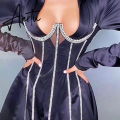 Outer Wear Trendy Halter Top Sequined Rhinestone Vest Suspenders Transparent Lace Corset Hot Girl New Style Tops for Women Aiertu