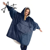 Oversized Hoodies Sweatshirt Women Winter Hoodies Fleece Giant TV Blanket With Sleeves Oversize Women Hoody Sweatshirts DROP Aiertu