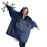 Oversized Hoodies Sweatshirt Women Winter Hoodies Fleece Giant TV Blanket With Sleeves Oversize Women Hoody Sweatshirts DROP Aiertu