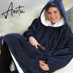 Oversized Hoodies Sweatshirt Women Winter Hoodies Fleece Giant TV Blanket With Sleeves Oversize Women Hoody Sweatshirts DROP Aiertu