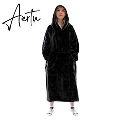 Oversized Hoodies Sweatshirt Women Winter Hoodies Fleece Giant TV Blanket With Sleeves Oversize Women Hoody Sweatshirts DROP Aiertu