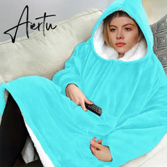 Oversized Hoodies Sweatshirt Women Winter Hoodies Fleece Giant TV Blanket With Sleeves Oversize Women Hoody Sweatshirts DROP Aiertu