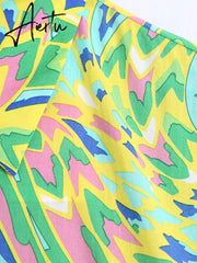 Paisley Print Shirt Dress Elegant Autumn Spring Green Dress Floral Print Boho Female Maxi Dress Long Sleeve Dress Aiertu