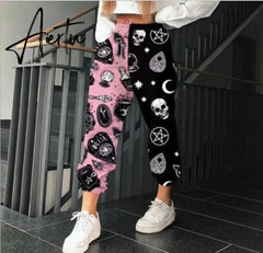 Pants Women Fashion High Waist Wide Leg Sweatpants Autumn Streetwear Casual Elastic Patchwork Joggers Woman Soft Trousers Aiertu
