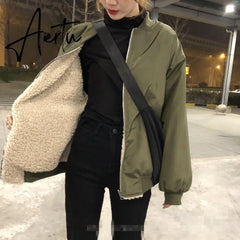 Parkas Women Winter Warm Patchwork Thickening Zipper Casual BF Invierno Student Basic Chic Mujer Clothing Apricot Overcoats Soft Aiertu