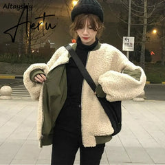 Parkas Women Winter Warm Patchwork Thickening Zipper Casual BF Invierno Student Basic Chic Mujer Clothing Apricot Overcoats Soft Aiertu