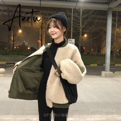 Parkas Women Winter Warm Patchwork Thickening Zipper Casual BF Invierno Student Basic Chic Mujer Clothing Apricot Overcoats Soft Aiertu