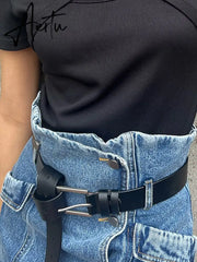 Patchwork Belt Skirts For Women High Waist Split Summer A Line Summer Temperament Skirt Female Fashion Clothing New Aiertu