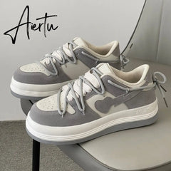 Pink Women Vulcanized Shoes Chunky Sneakers Women Flats New Design Sport Shoes Lace Up Women Shoes Fashion Walking Sneakers Aiertu