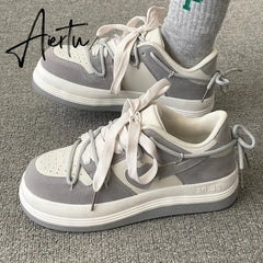 Pink Women Vulcanized Shoes Chunky Sneakers Women Flats New Design Sport Shoes Lace Up Women Shoes Fashion Walking Sneakers Aiertu