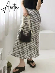 Plaid Skirt Women Y2k Retro Straight Skirts Double Layer Mesh E Girl 2000s Harajuku Aesthetic High Waist Skinny Streetwear Skirt Aiertu