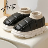 Platform Boots for Women Winter Casual Cotton Shoes for Female Outdoor Non-slip Waterproof PU Leather Laides Ankle Boot Aiertu