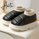 Platform Boots for Women Winter Casual Cotton Shoes for Female Outdoor Non-slip Waterproof PU Leather Laides Ankle Boot Aiertu