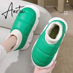 Platform Boots for Women Winter Casual Cotton Shoes for Female Outdoor Non-slip Waterproof PU Leather Laides Ankle Boot Aiertu
